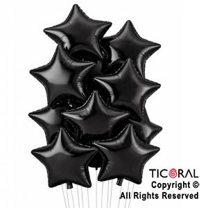 SET DE GLOBOS METALIZADOS ESTRELLA NEGRO x 10 UNIDADES